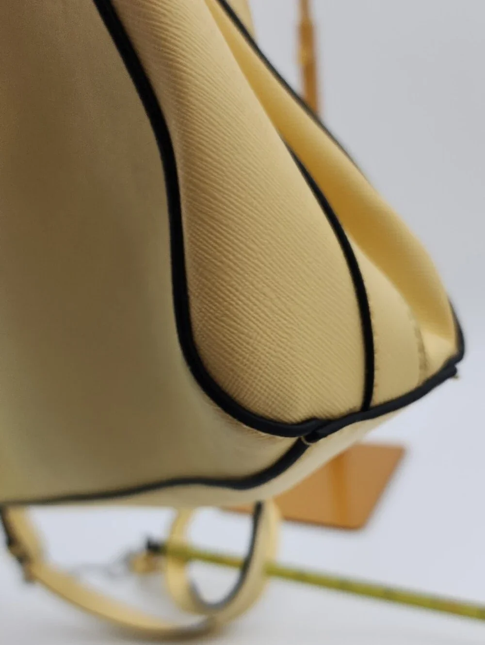 GUESS Yellow Structured Saffiano Satchel with Detachable Strap